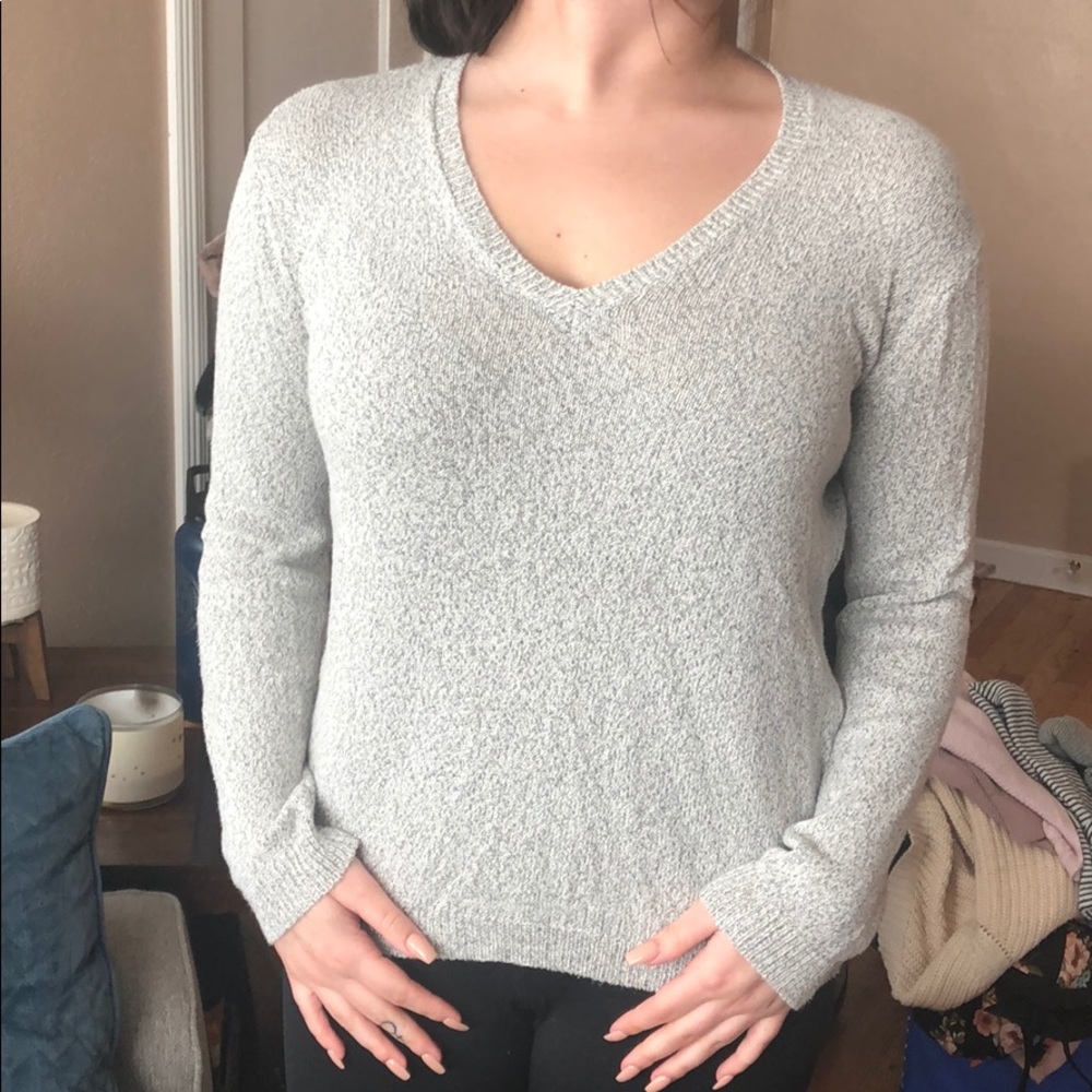 Grey black v neck brandy Melville sweater